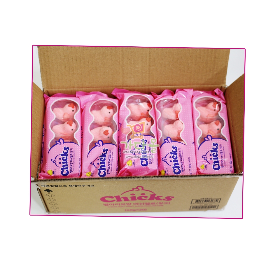 1300  병아리 모양 마시멜로 수제품 핑크 40g (1박스20개)