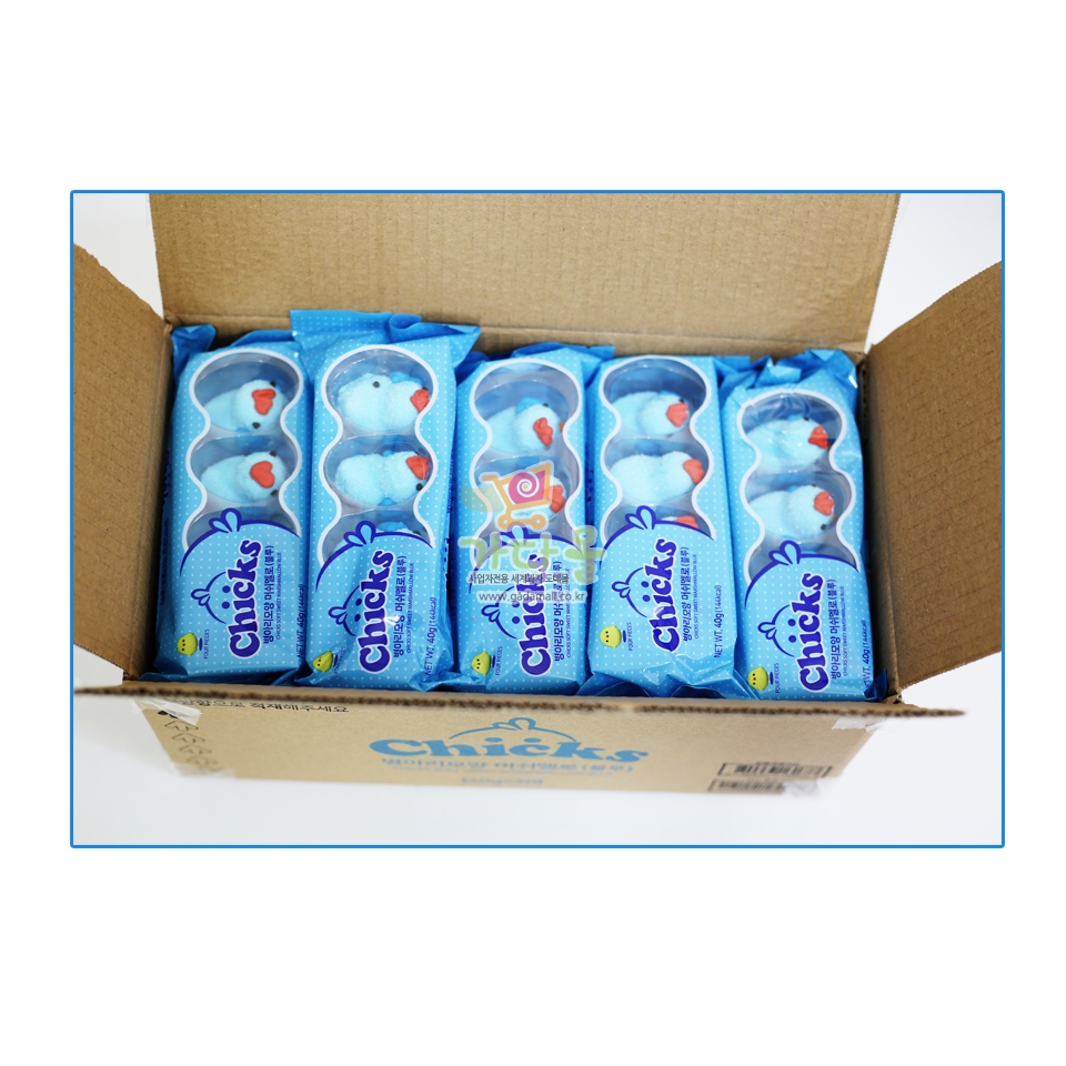 1300 병아리 모양 마시멜로 수제품  블루 40g(1박스20개)