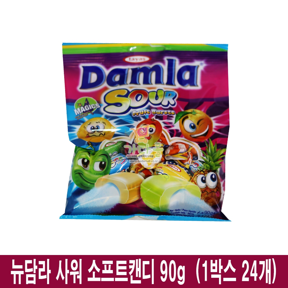 1000 뉴담라 사워 소프트캔디 90g  (1박스 24개)