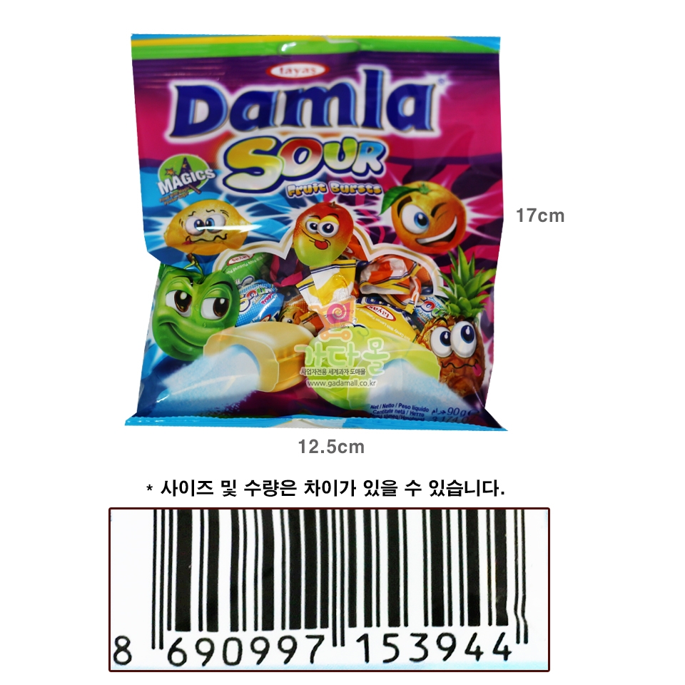 1000 뉴담라 사워 소프트캔디 90g  (1박스 24개)