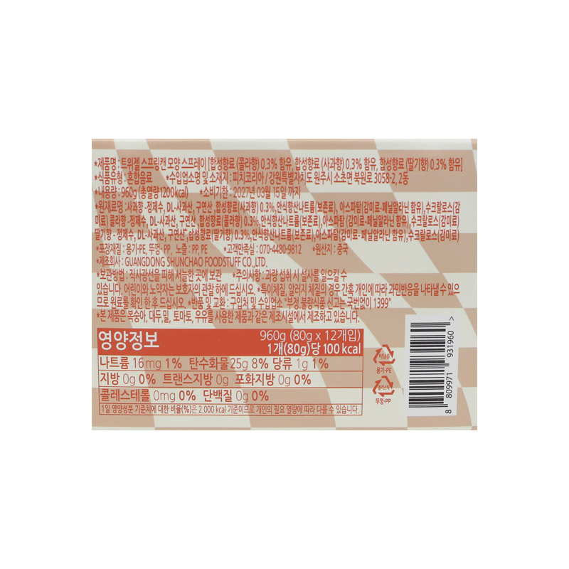 1500 피치 트위젤 스프링캔 모양 스프레이 80g*12개