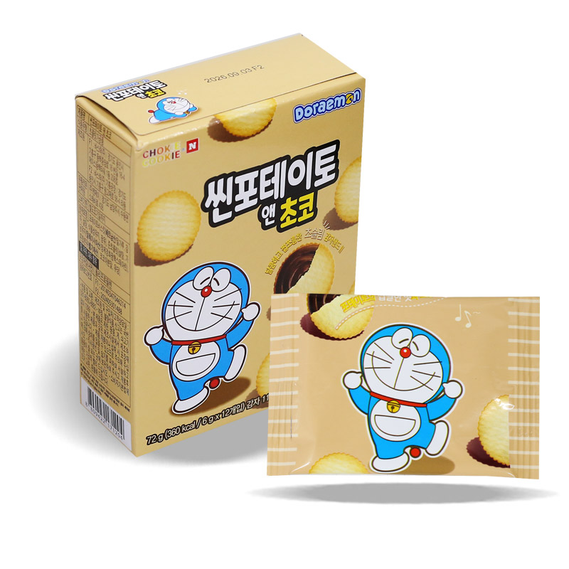 2500 바스락 도라에몽 씬 포테이토 앤 초코 6g *12개입 (낱개 바코드 없음)